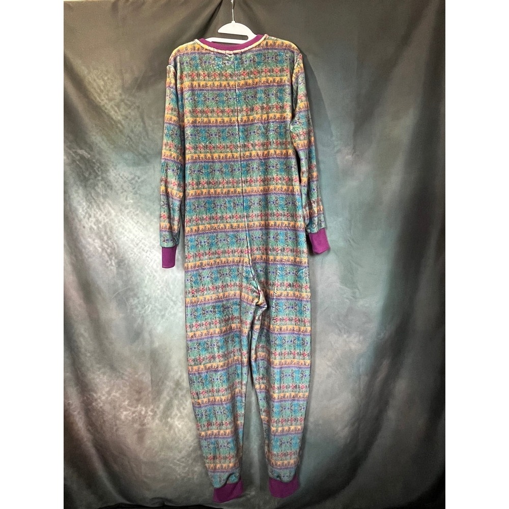 Natural Life Cozy Fleece Pajama Jumpsuit Fairytale Print Zip Up Women's Medium - Picture 3 of 5